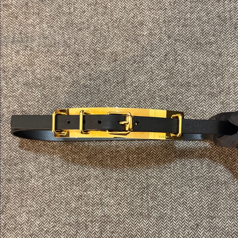 Gucci Black Belt with Gold Accents